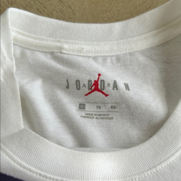 Jordan White Tee with Purple and Orange Graphic - Picture 5 of 5